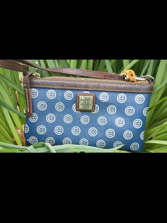 Dooney & Bourke Accessories - Dooney & Bourke Blue Signature Wristlet with Brown Trim